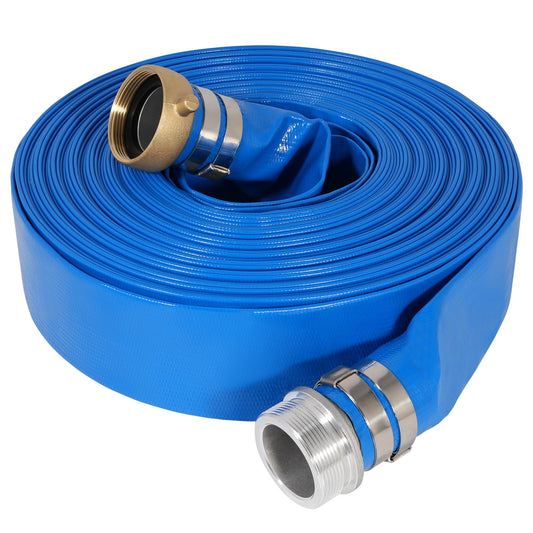 2" x 100 ft Backwash Hose for Swimming Pools, Heavy Duty PVC Lay Flat Water Discharge Hose,Durable Pool Drain Hose with Aluminum Pin Lug Fittings for Pump And Filters