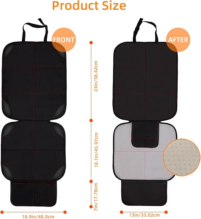SMART ELF Car Seat Protector, Large Auto Protector for Child Seats with Thickest Padding and Non-Slip Backing Mesh Pockets for SUV, Sedan, Truck, Leather and Fabric - Black