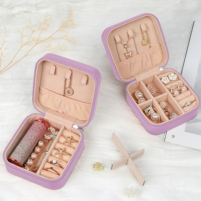 Travel Jewelry Case Small Jewelry Box Jewelry Organizer Storage Case Portable PU Leather Mini Jewelry Travel Case for Girls Womens Earring, Necklace, Rings,Bracelets