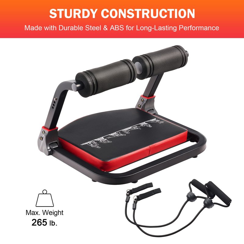 ZELUS Ab Machine with Resistance Bands for Home Gym, 2 in 1 Ab Workout Equipment with Rebound Assist 4 Intensities, Core Strength Trainer Whole Body Exercise Fitness Equipment for Home Workouts