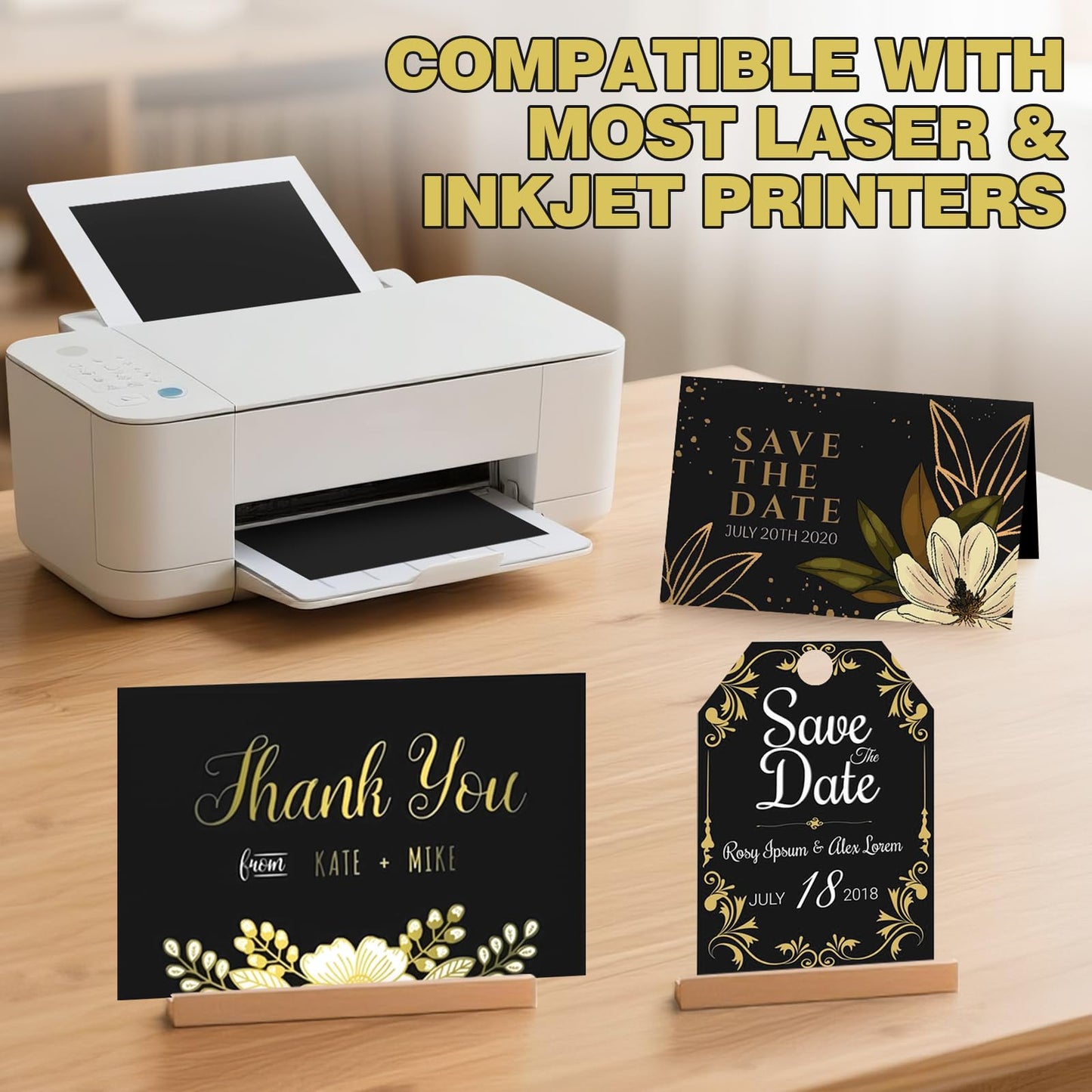 TUXIYA 300 Sheets Black Cardstock Paper,8.5 x 11 Inch Cardstock Paper,180 GSM/65LB Card Stock Printer Paper for Art,Invitations,DIY Cards,Watercolor & Craft Projects