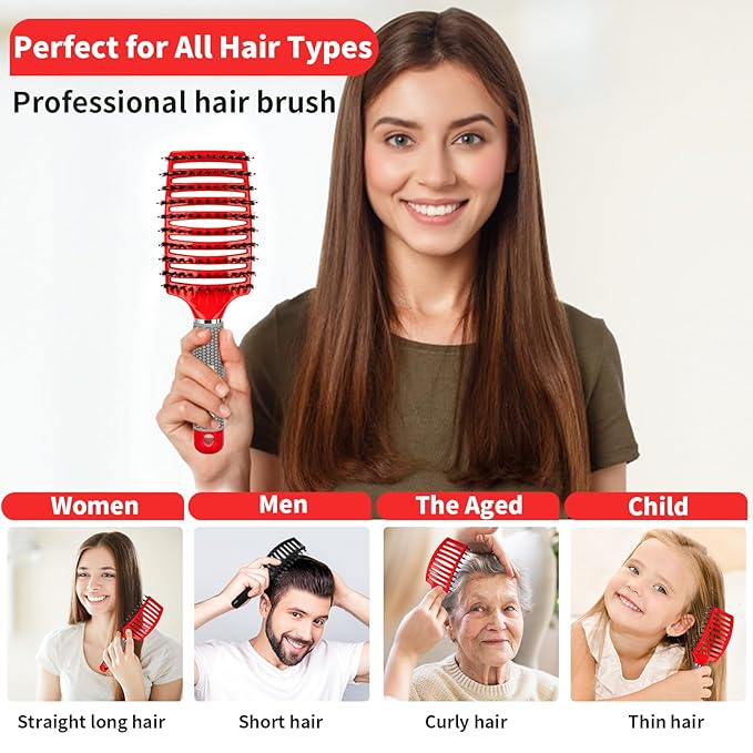 Voremy Magical Brush Detangler 2 Pack, HIPPIH Anti-Static Detangling Brush for Curly Thick Hair, No Pull Hair Brush for Women, Men, Kids, Ultra Detangler Can Add Shine and Smoothing Hair
