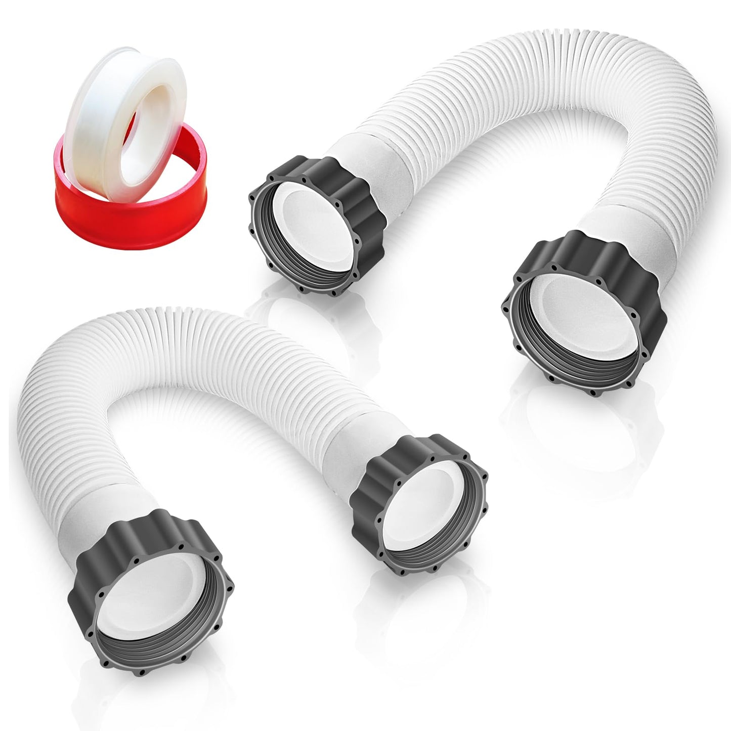Boltigen 1.5'' Diameter Pool Sand Filter Pump Hose, 20inch Pool Pump Replacement Hose for Above Ground Pools, 2PCS Flexible Water Pool Hose Set for Filter Pump and Saltwater Systems, White