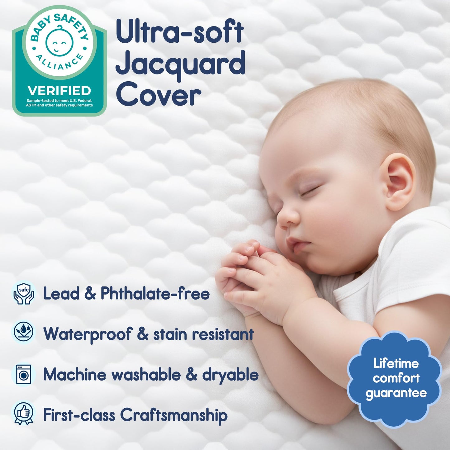 Pro Goleem Pack and Play Mattress (38"x26"), Waterproof Pack n Play Mattress Pad with Carry Bag, Firm Playard Mattress with Soft Cover, for Babies and Toddlers