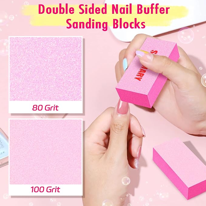 Nail Files and Buffers, Professional Manicure Tools Kit, 100/180 Grit Double Sided Emery Boards for Nails, 80/100 Grit Nail Buffer Blocks Supplies for Home Salon 8Pcs
