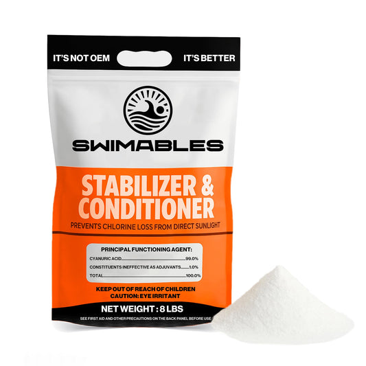 Swimables 8-Pounds Premium Pool Stabilizer & Conditioner, Max Strength Cyanuric Acid for Pools, Spa & Salt Water – Reduces Chlorine Loss, Ideal for Swimming & Hot Tubs