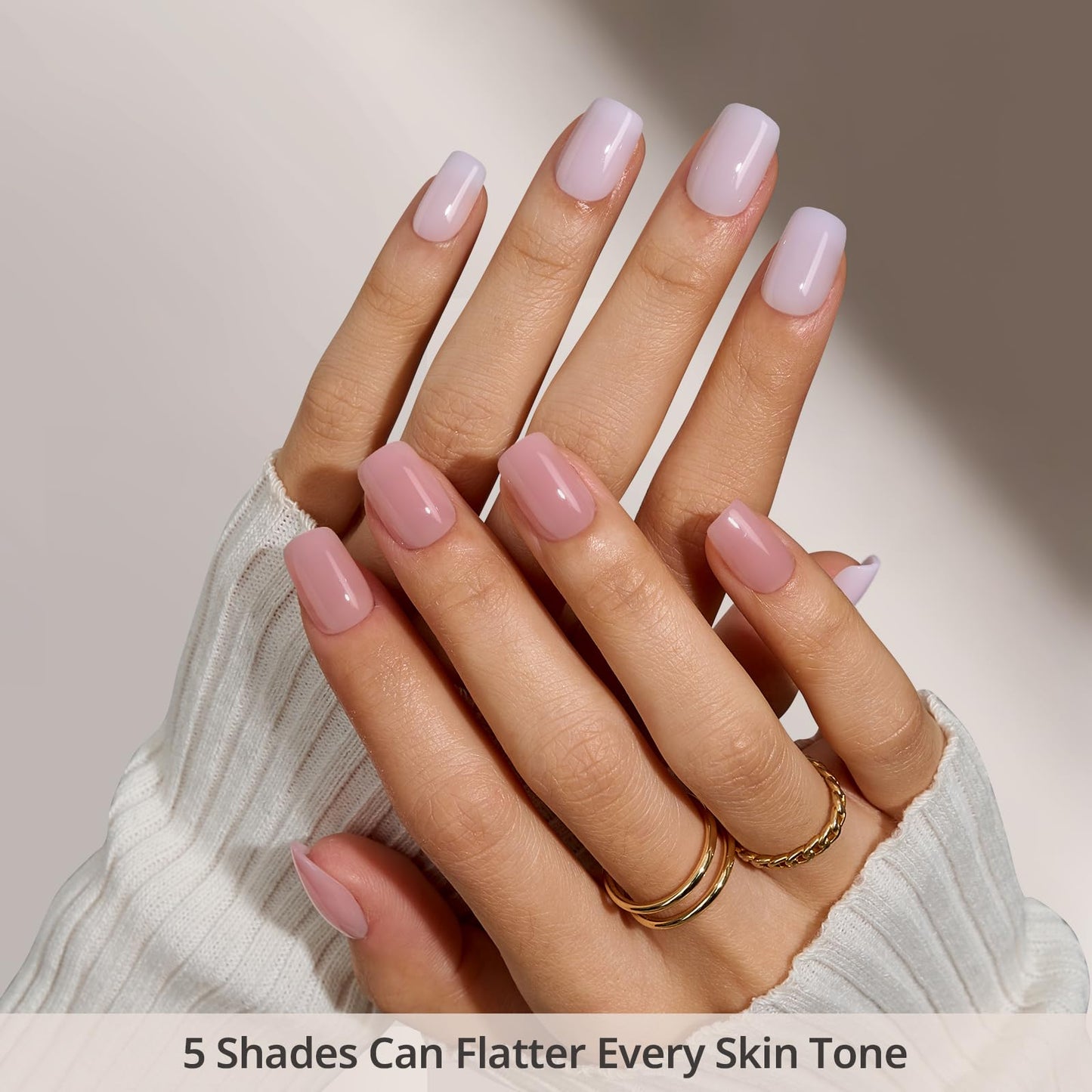 BTArtboxnails XCOATTIPS Bare 5-Shades Nude Press on Nails - 4-Week Wear Extra Short Squoval Press on Nails, Easy to Apply, Soak Off, Salon Quality Value at Home, 16 Sizes - 160 Fake Nails