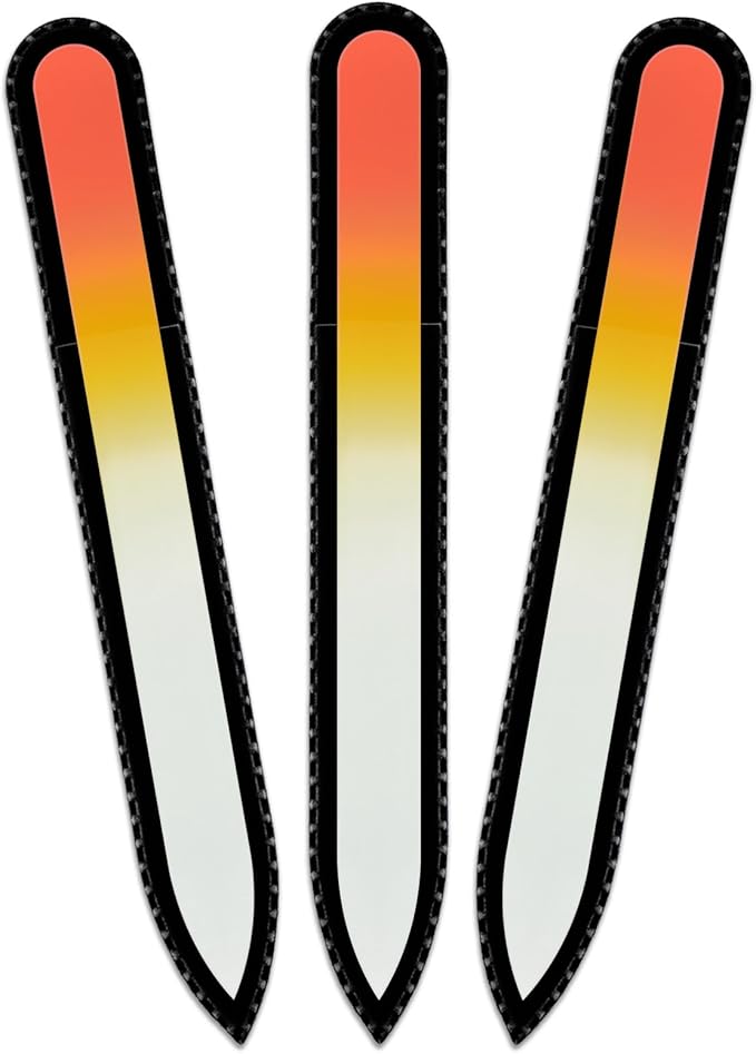 Mont Bleu Rainbow Glass Nail File in Black Pouch - Tempered Czech Glass - Handmade in Bohemia-Czech Republic - Set for Women, Men & Kids