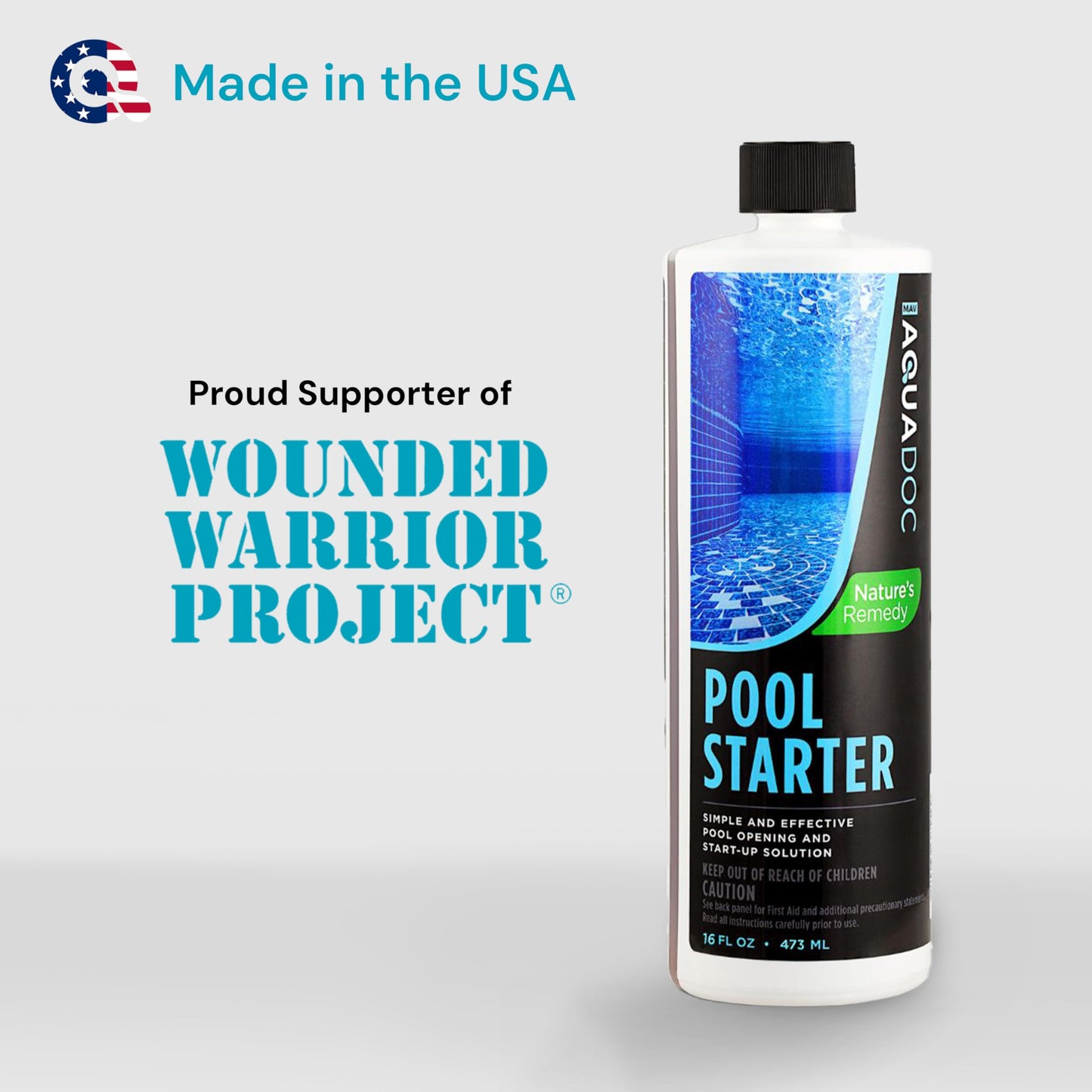 Pool Opening Chemical - 16oz for up to 15,000 gallons - Pool Starter Kit for Above Ground & Inground Pools - AquaDoc Pool Chemicals Made in USA