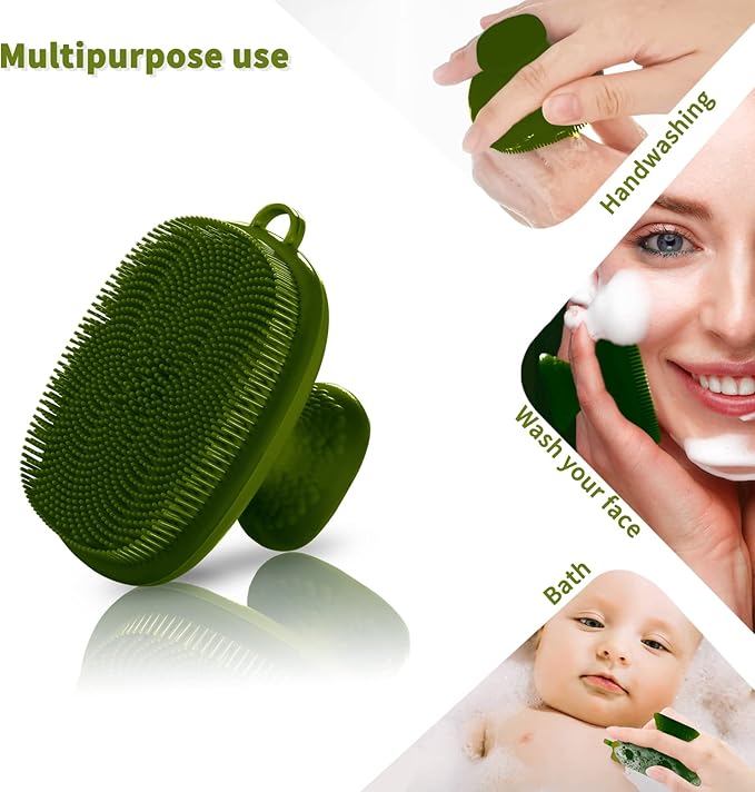 Silicone Face Scrubber for Men Facial Cleansing Brush Silicone Face Wash Brush Manual Waterproof Cleansing Skin Care Face Brushes for Cleansing and Exfoliating (Green)