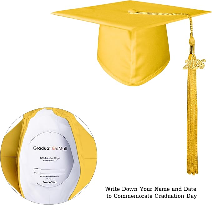 GraduationMall Matte Kindergarten & Preschool Graduation Cap for Kids with 2026 Tassel Black