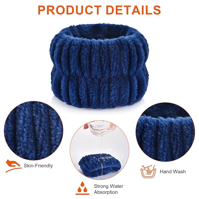 2pcs Wrist Bands for Washing Face Wash Wristbands Wrist Towels Arm Bands for Skincare Makeup Wrist Cuffs Spa Wrist Scrunchies