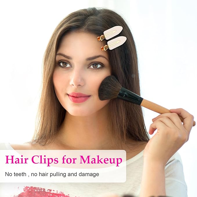 D 6 Pcs Creaseless Hair Clips No Crease Hair Clip Makeup Clips for Women and Girls Flat No Bend Hair Clips for Hairstyling Salon Golden Handle (White)