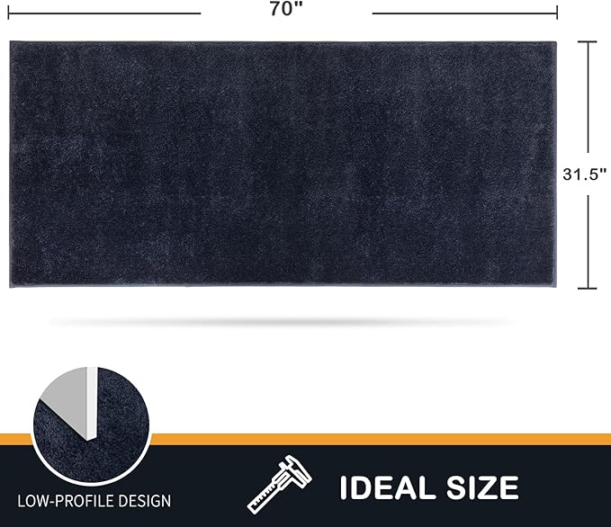 PURRUGS Dirt Trapping Door Mat 31.5" x 70", Non-Slip Machine Washable Entryway Rug, Dog Doormat, Indoor Front Door Mat, Super Absorbent Entry Rug for Muddy Shoes & Paws, Navy Blue