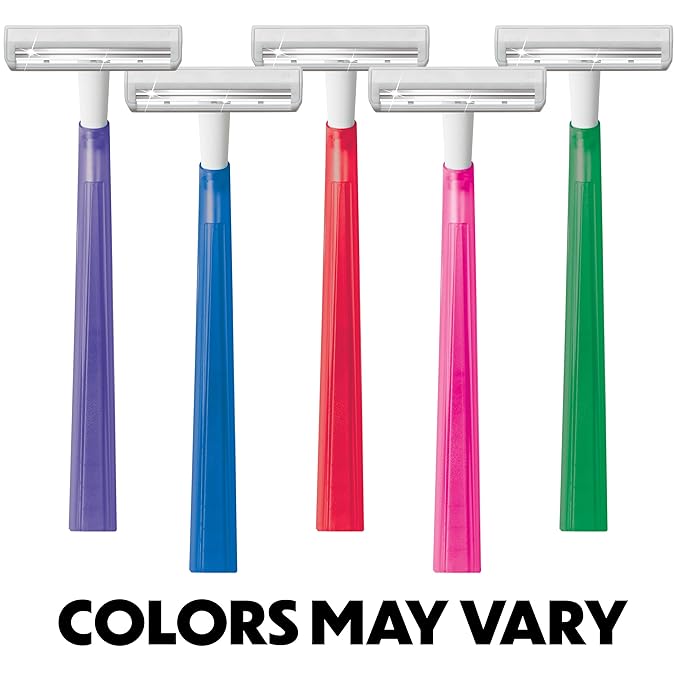 BIC Silky Touch Women's Disposable Razors, With 2 Blades, Pretty Pastel Razor Handles, 40 Count Value Pack of Shaving Razors