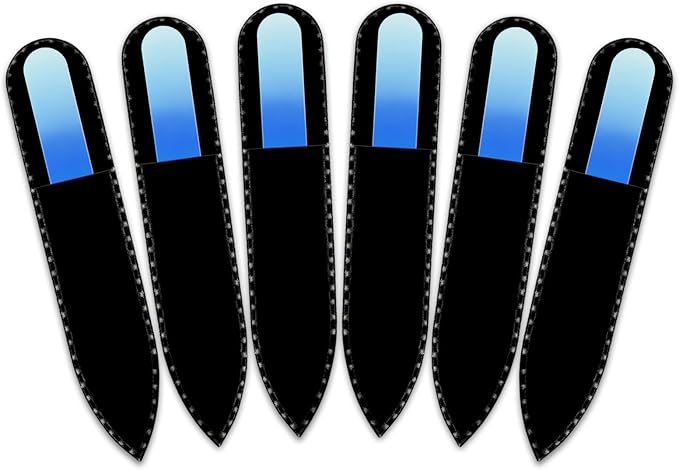 Mont Bleu Rainbow Crystal Nail File in Black Pouch - Small/Purse Size - Czech Tempered Glass - Handmade in Bohemia (Czech Republic)