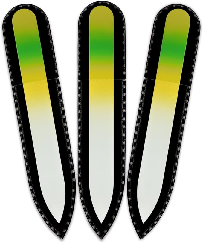 Mont Bleu Rainbow Crystal Nail File in Black Pouch - Small - Purse Size - Tempered Glass - Handmade in Czech Republic - Premium Glass File