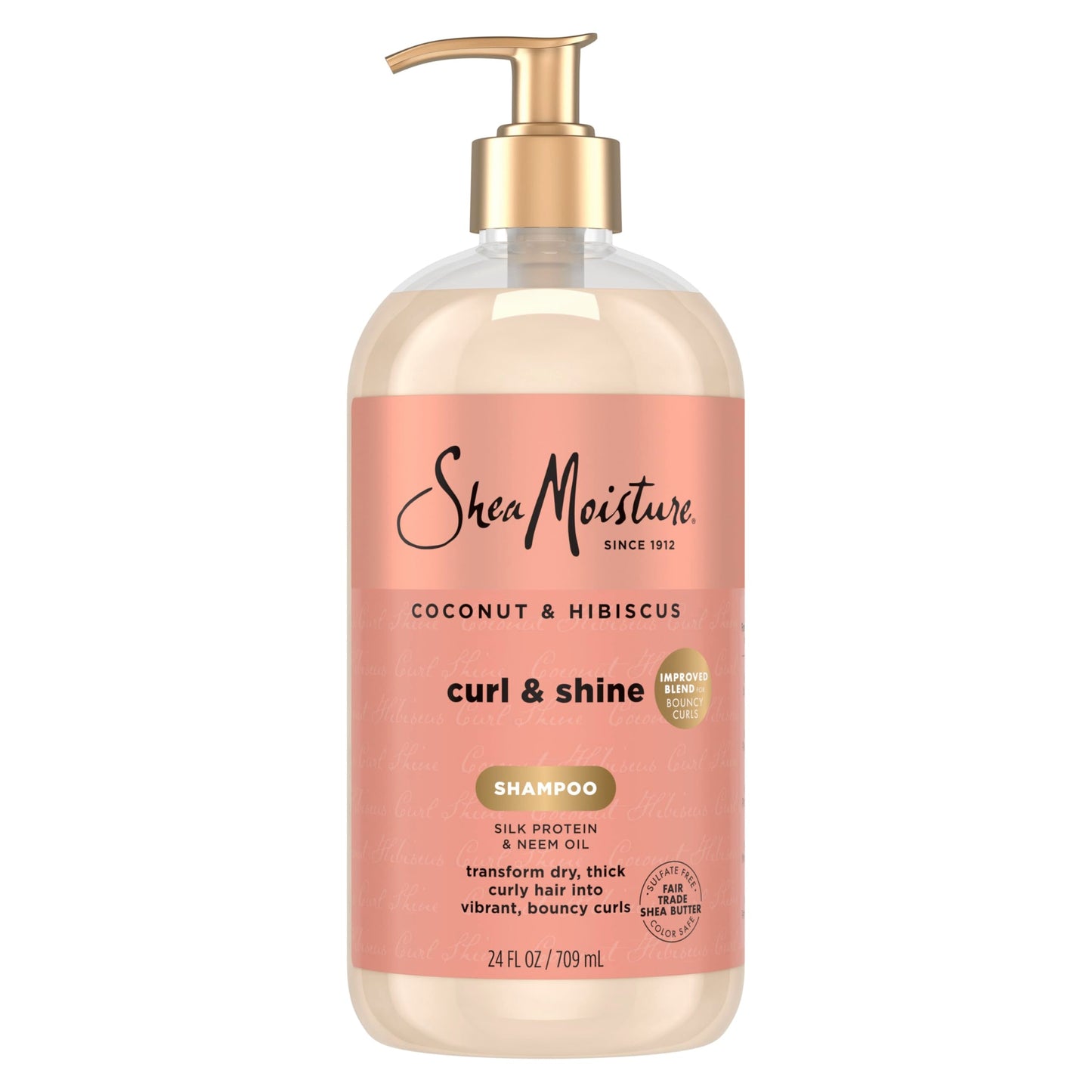 Shea Moisture Shampoo Coconut and Hibiscus, for Thick, Curly Hair, to Cleanse & Hydrate, 24 Fl oz