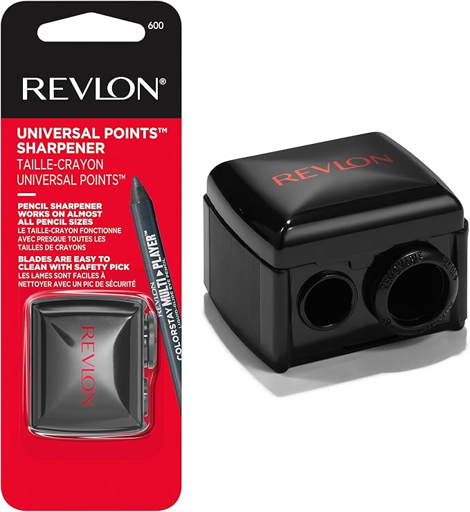 Revlon Universal Points Sharpener for Wooden & Plastic Makeup Pencils, Fits Small to Large Sizes, Easy to Clean, 1 Count