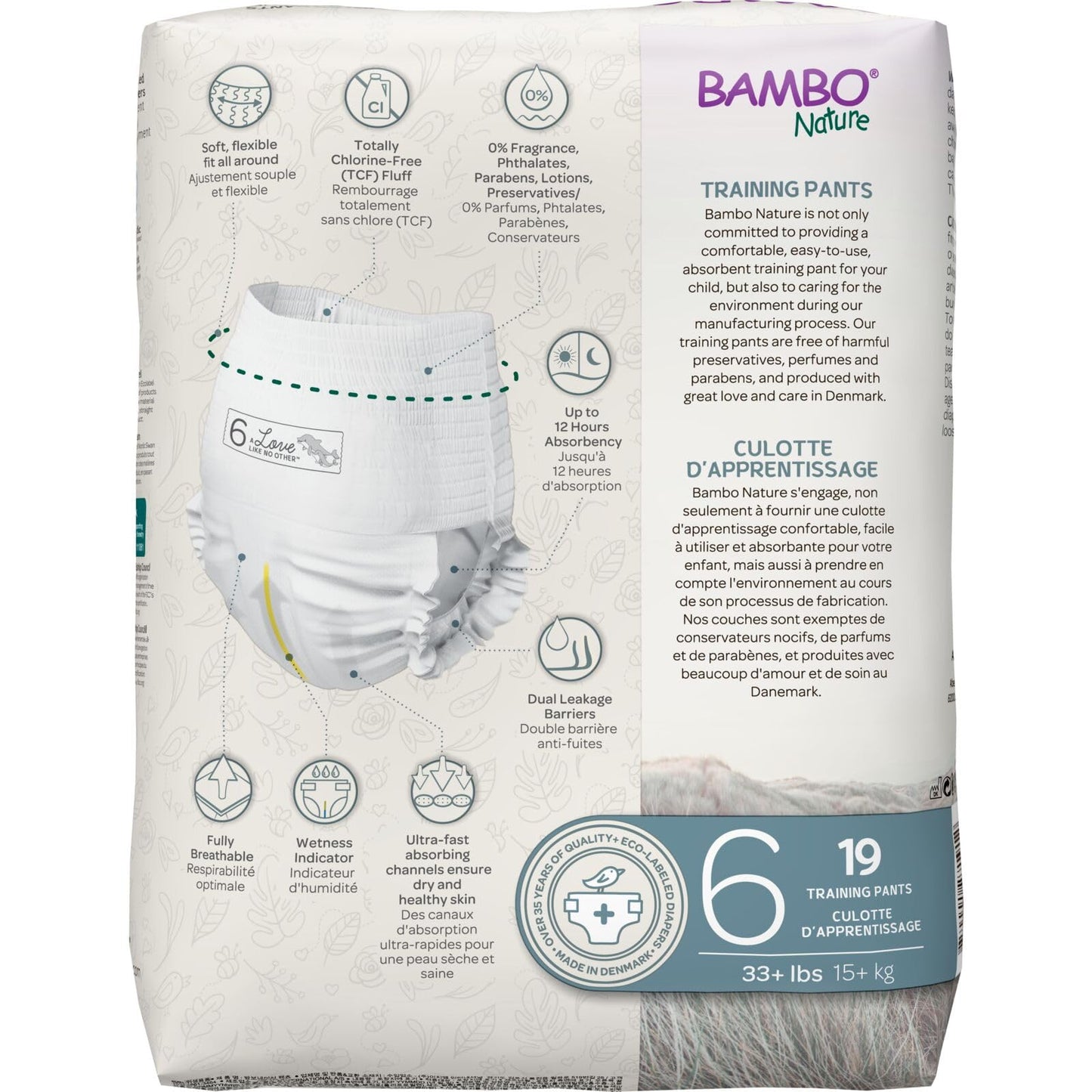 Bambo Nature Hypoallergenic Training Pants, Eco-Labelled Training Pants, Totally Chlorine-Free, Skin Friendly - Size 6 (95 Count)