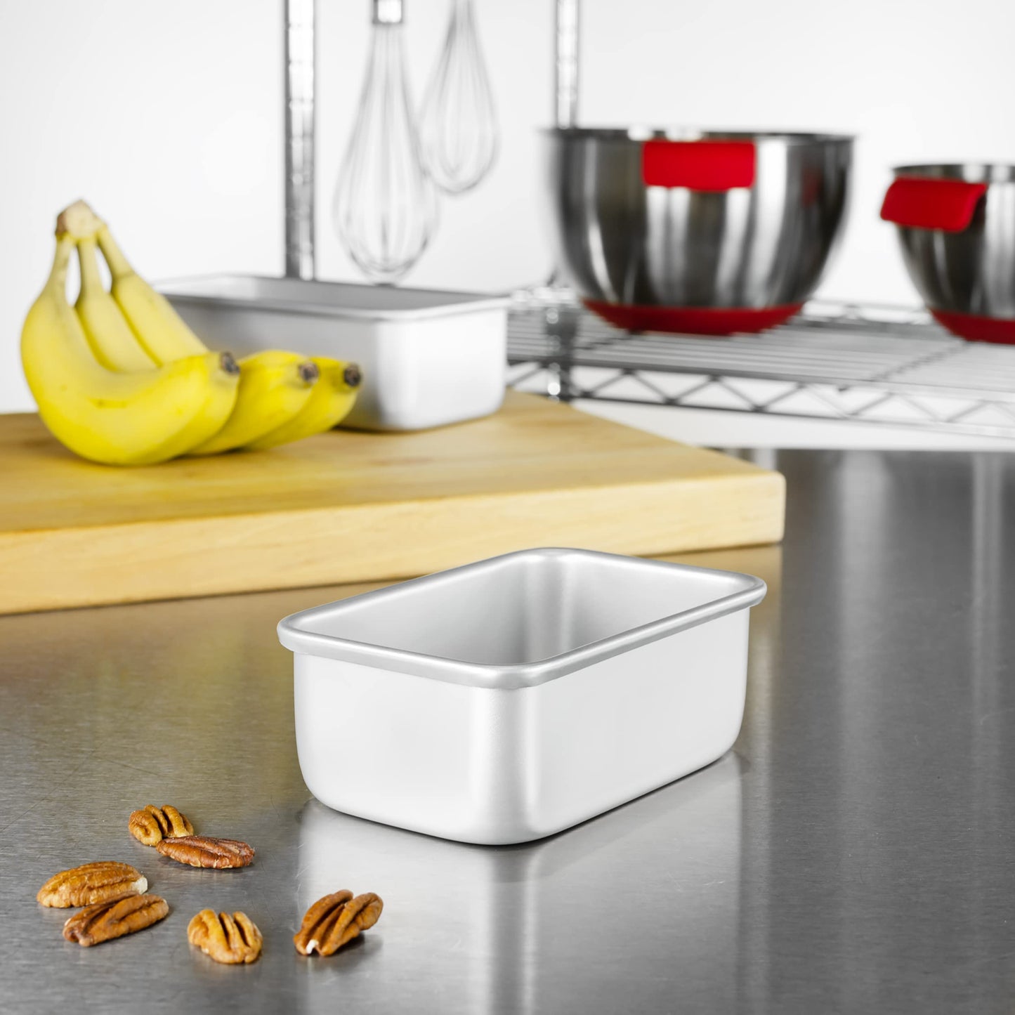 Fat Daddio's BP-5639-2PK Anodized Aluminum Bread Loaf Pan, 4.875 x 2.75 x 2 inch, Set of 2