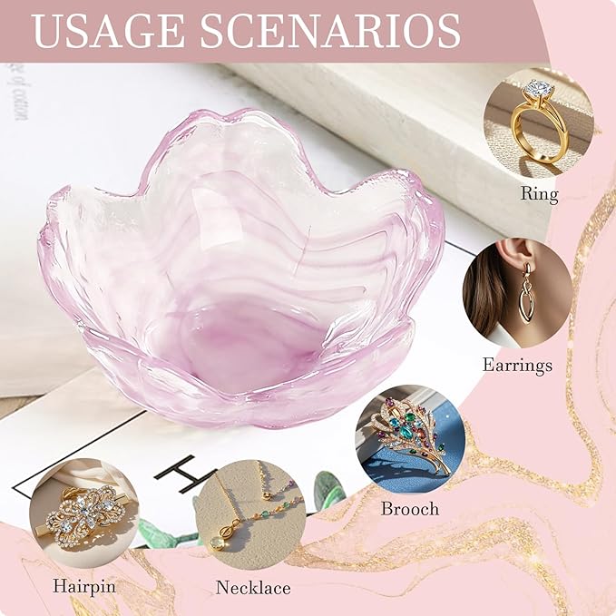 Flower Jewelry Dish Ring Holder Jewelry Tray Cute Vanity Organizer Room Decor Aesthetic Nightstand Bathroom Bedroom Decor Trinket Dish Small Valentine's Friendship Christmas Birthday Gifts for Women