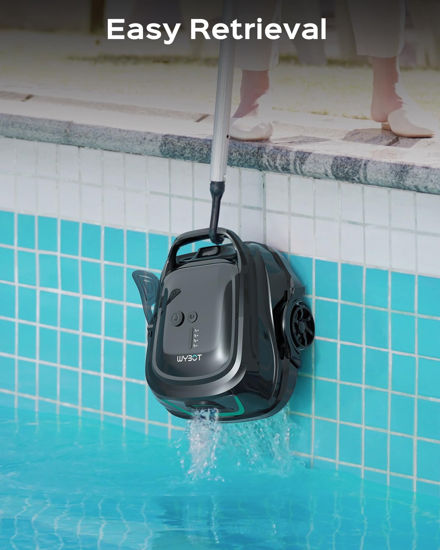 [2026 New] WYBOT A1 Robotic Pool Cleaner – Dual-Layer Filtration, 120-Min Runtime, Powerful Cordless Pool Vacuum for Above-Ground & Flat Pools, Efficient Debris Removal & Auto-Parking Design