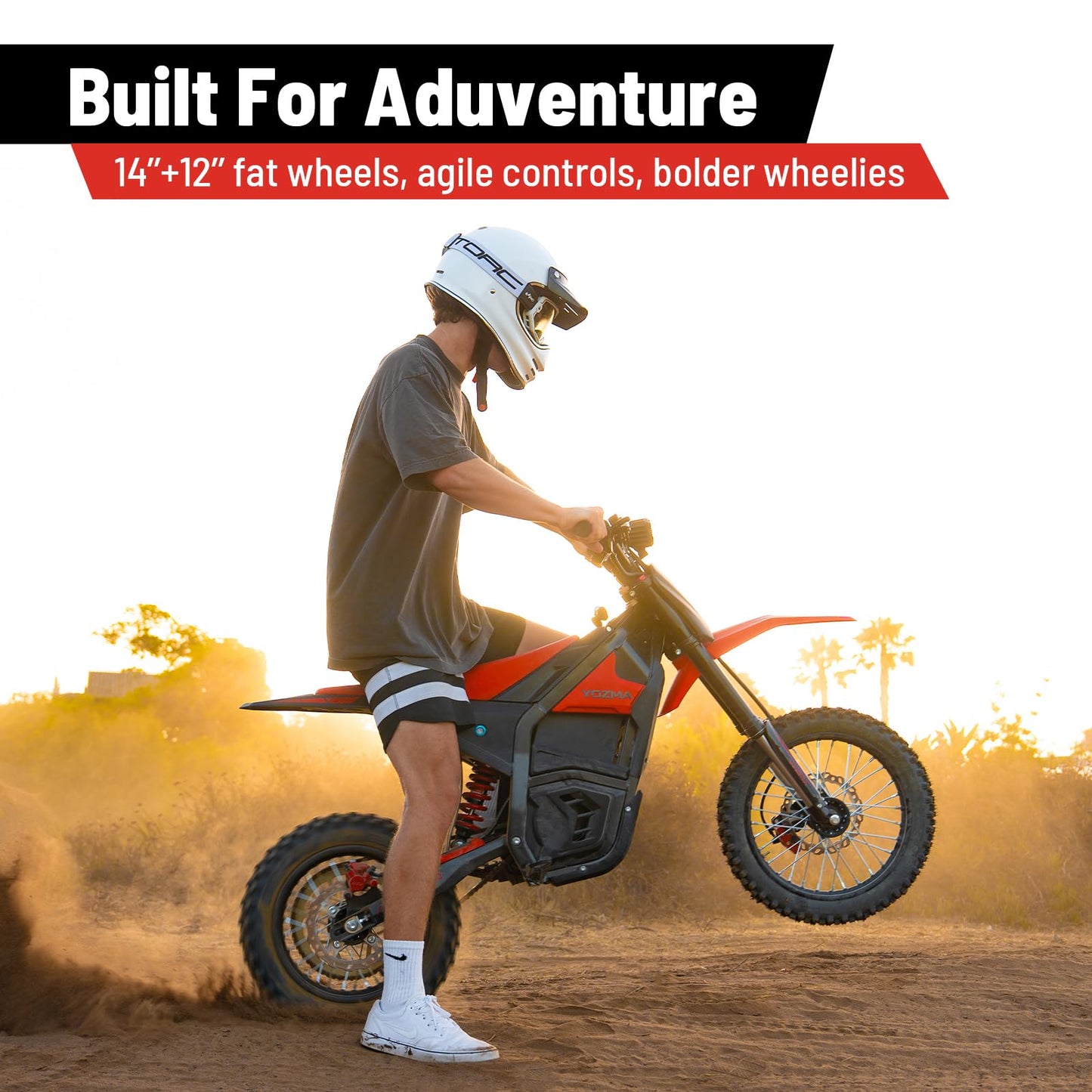 Yozma IN10 Electric Dirt Bike, 2600W 40MPH Electric-Motorcycle with 48V/23AH Battery Ebike, Full Hydraulic Brakes and Suspensions Mountain Off-Road E Dirt Bike, for Teens & Adults