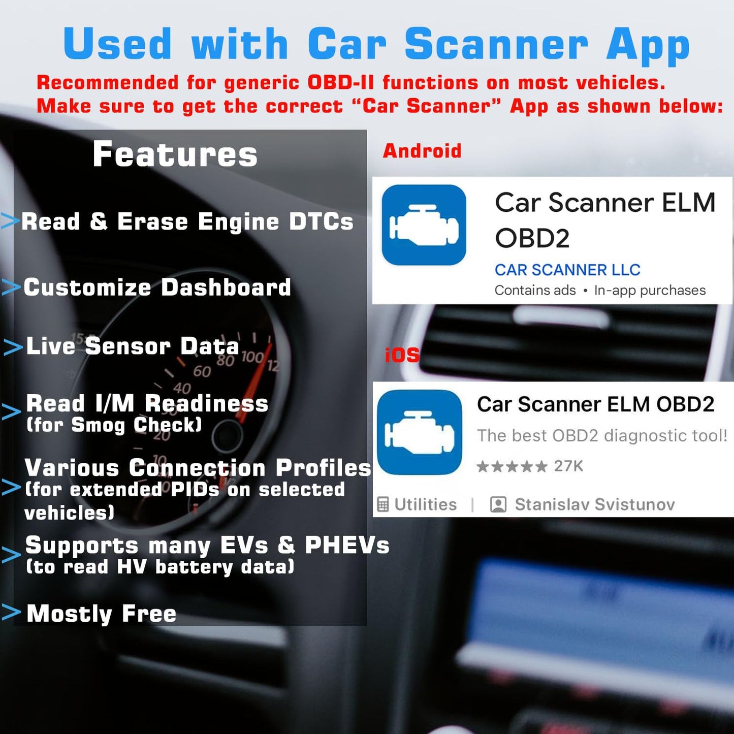 Veepeak OBDCheck BLE Bluetooth OBD II Scanner for iOS & Android, Car Wireless Check Engine Light Code Reader Diagnostic Tool