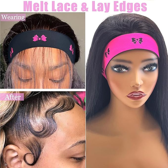 Elastic Bands For Wig Band For Edges 2 Pcs Lace Melting Band For Wigs Elastic Band For Lace Frontal Melt Adjustable Magic Buckle Edge Wrap To Lay Edges Keeping Wig Grip Wig Accessories