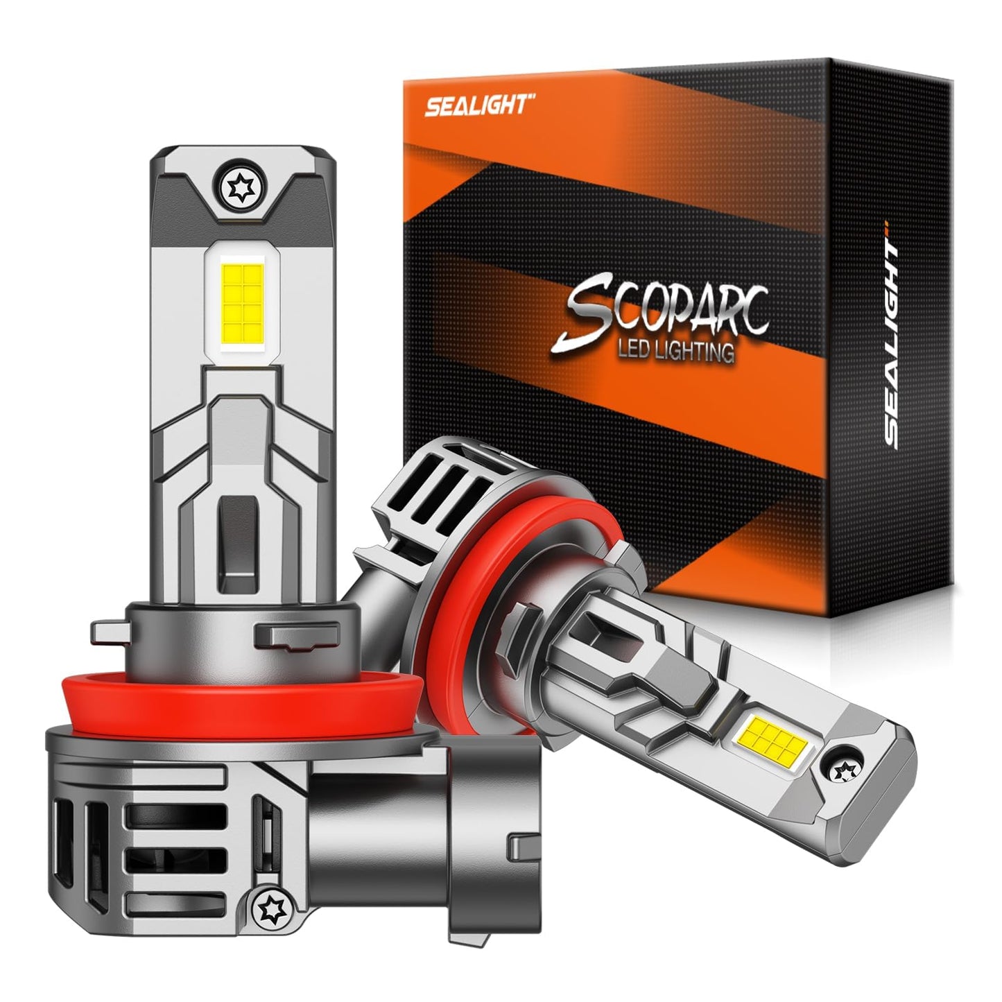 SEALIGHT H11 Fog Bulbs with 6500K White Light, 40000LM Super Bright, 1:1Mini Design H16 Fog Light Bulbs,3 Mins Plug-N-Play, Pack of 2