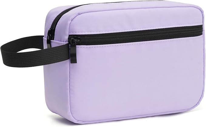 Travel Hanging Toiletry Bag with Carry Handle - Water-Resistant Small Cosmetic Organizer for Men & Women, Makeup, Shaving Kit, Gym & Travel Essentials (Lavender)