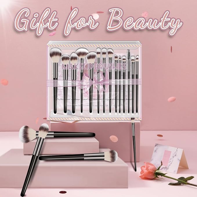 Makeup Brush Set, Premium Synthetic 14 Pcs Makeup Brushes, Travel Makeup Brush Set for Foundation, Concealer, Blush and Eyeshadow Brush(Brown)
