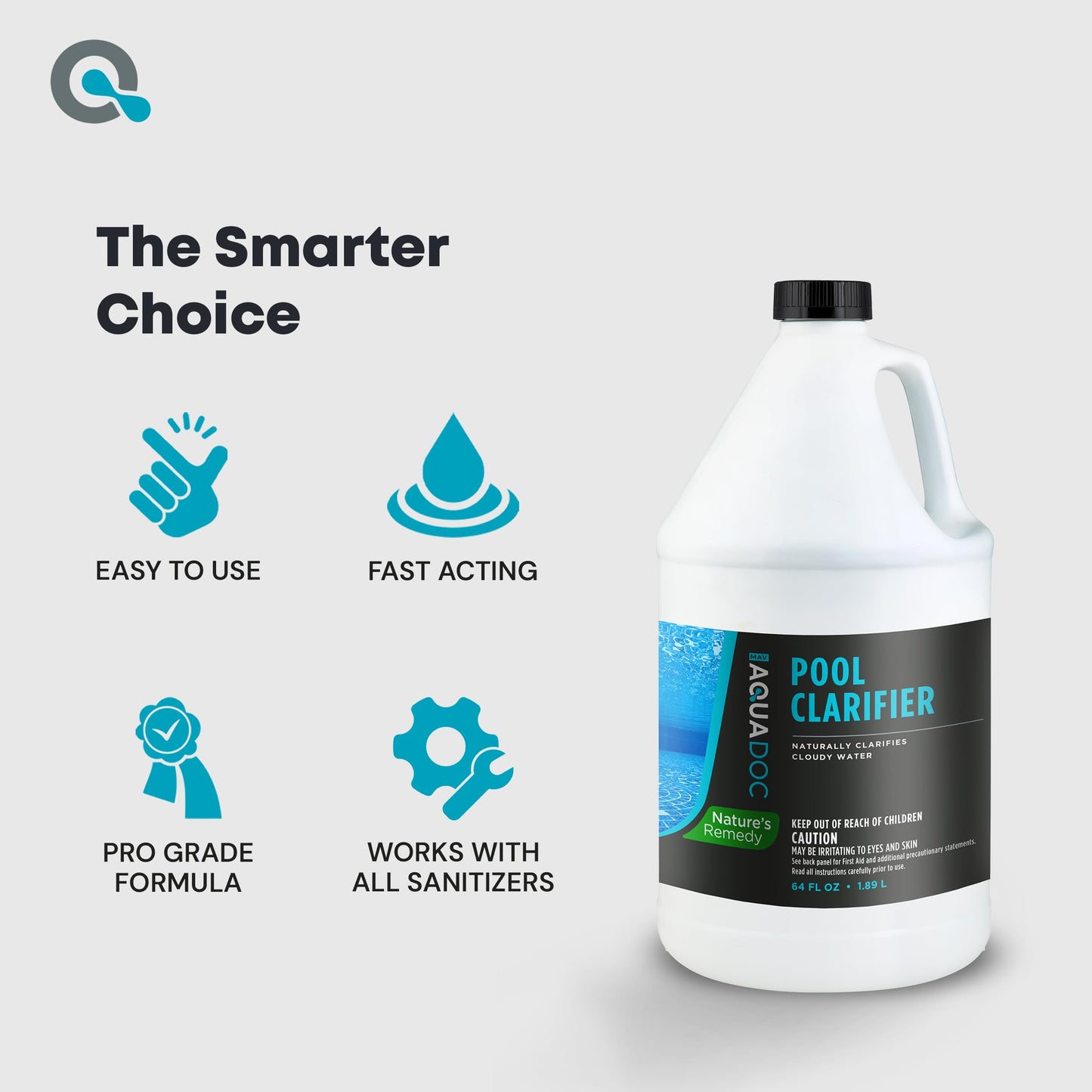 AquaDoc Natural Pool Water Clarifier - 64oz - Helps Clear Cloudy Pool Water for Inground & Above Ground Pools