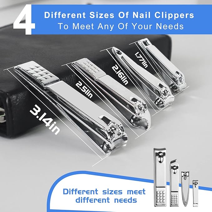 Manicure Set 30 in 1 Fingernail Clipper Set,RedFlow Nail Clippers & Toenail Clippers,Manicure Kit,Pedicure Kit,Suitable for Travel Manicure Tools,Nail Kit with Everything Profe (Black)