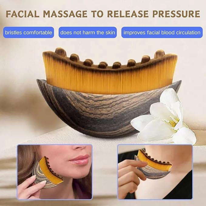 2PCS New Lymphatic Contour Face Brush, Contour Face Brush for Lymphatic Drainage, Ergonomically Designed to Fit The Skin Precisely, Face Lifting Tool for Skincare Routine|Portable Gua Sha Alternative