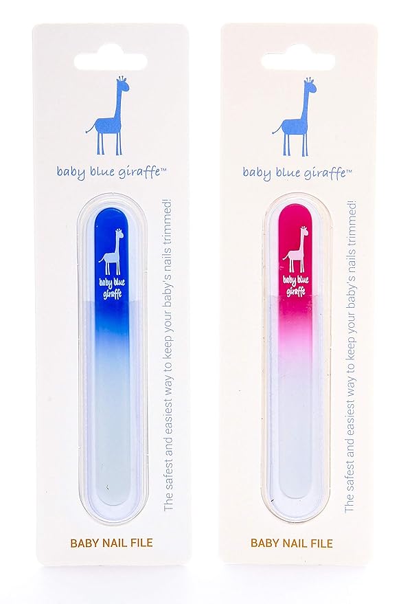 Baby Nail File, Safe Alternative for Nail Clippers, Must-Have Baby Essentials, Ideal Gift for Any Occasion Including Baby Shower, Pink - Baby Blue Giraffe