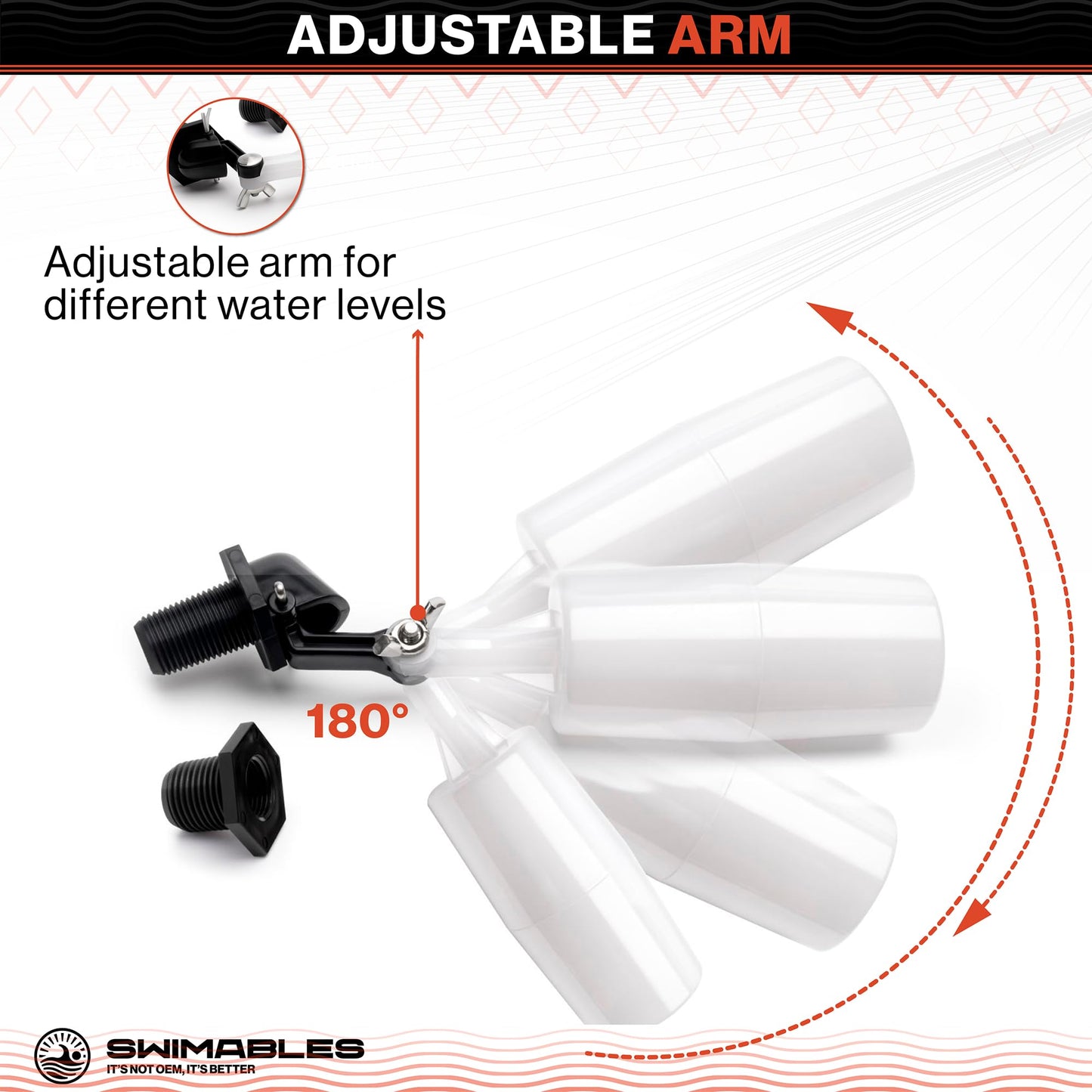 Swimables 3/8" and 1/2" Pool Auto Fill Float Valve Replacement | Includes Adapter From 3/8 Inch to 1/2 Inch | Compatible with Most Water Float Valve For Water Tank and Pool Water Leveler Auto Fill