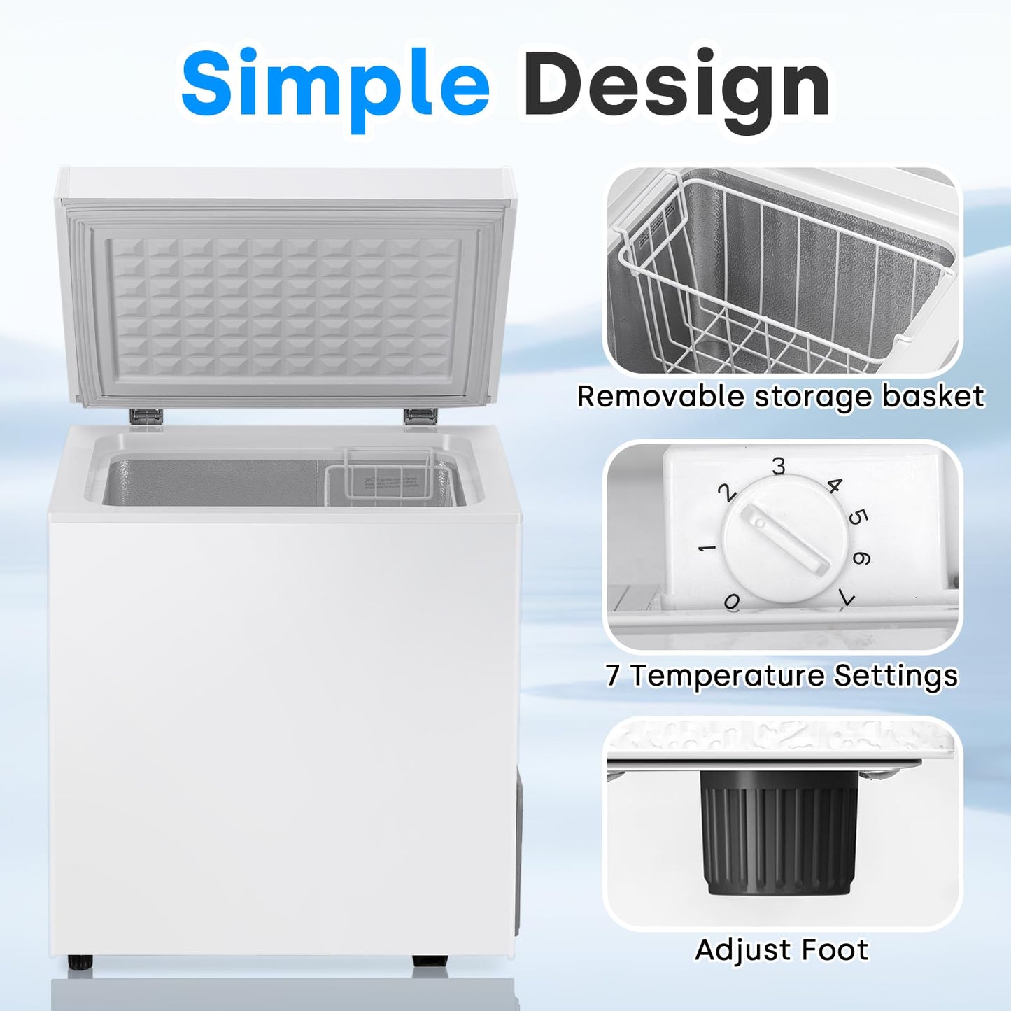 Stopsad 3.0 Cu.Ft Upright Freezer, Small Mini Freezer Hold Up to 85L with Adjustable 7 Thermostat & Removable Shelves, Compact Freezer with Reversible Door, Energy Saving for Home/Apartment/Garage