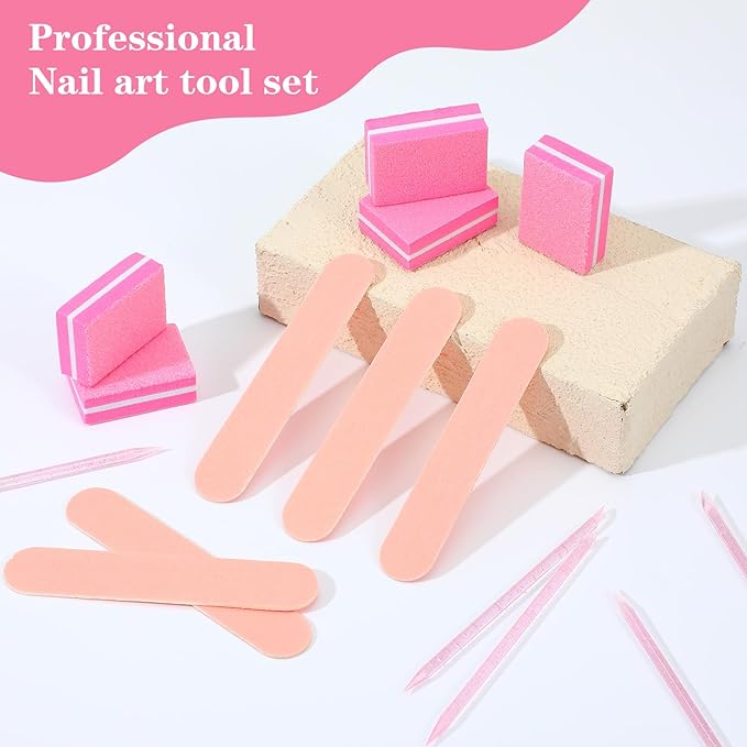 20 Pcs Disposable Manicure Kit Individually Packaged Disposable Nail Supplies with Buffing Block,Nail Files Bulk and Crystal Wand for Salons and Families