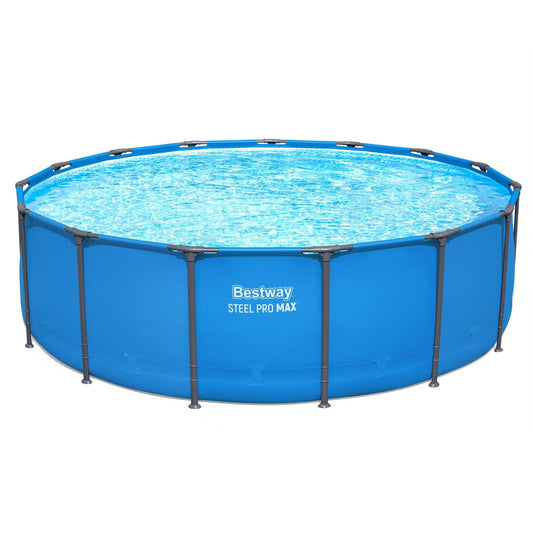 Bestway Steel Pro MAX 15’ x 48" Above Ground Pool, Round Metal Frame Outdoor Swimming Pool for Backyard, Blue, Pool ONLY