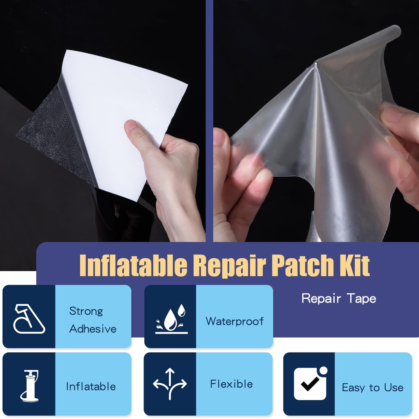 Breliter Inflatable Waterproof Repair Tape - Waterproof TPU Patch Repair Kit, Sealing Repair Tape for Air Mattress, Bounce House, Inflatable Toys, Tent, Swimming Ring, Heavy Duty - 4in x 13.2ft