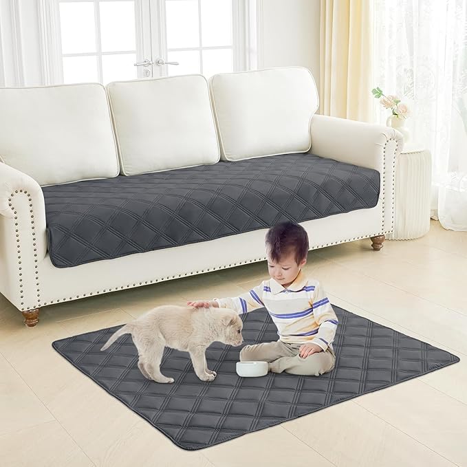 Smiry Waterproof Dog Bed Cover Blanket 40x80, Soft Reversible Pet Blanket, Washable Leakproof Cats Dogs Couch Cover for Sofa, Couch, Furniture, Dark Grey/Dark Grey