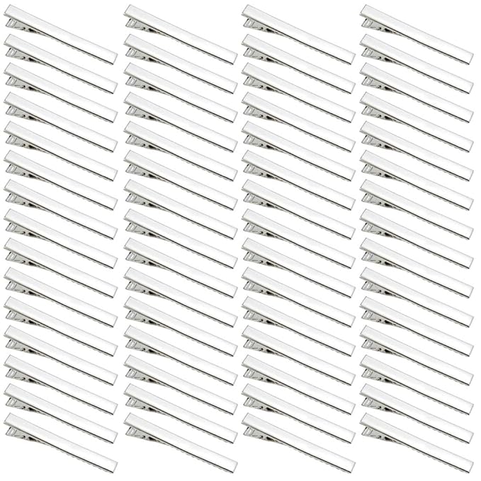 60 Pcs Alligator Curl Clips, Bantoye 2.56 Inch Flat Single Prong Clips Hair Accessories for Hair Styling, Coloring, Silver