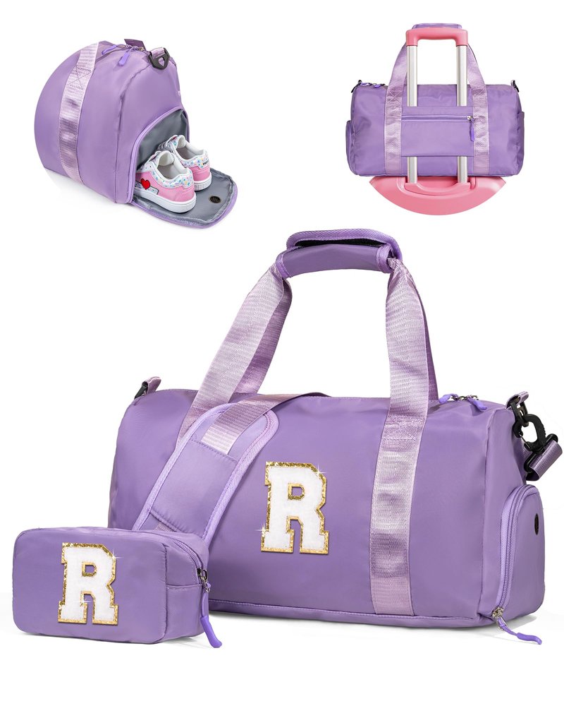 Vogewood Daughter Birthday Gifts-Girl Gym Bag with Shoe Compartment, Kid Personalized Weekender Overnight Bags, Initial Travel Tote with Makeup Pouch, Graduation Gift for Girls (Letter Y)