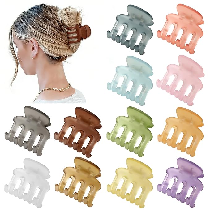 12Pcs Hair Clips for Women 1.8 Inch Small Claw Clips for Thin Hair Medium Hair Claw Clips for Thick Hair Accessories for Women Girls (Ice Cream)
