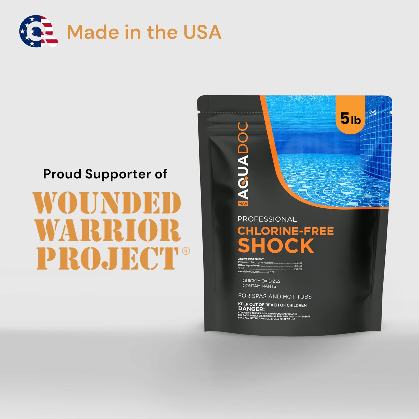 AquaDoc Non Chlorine Hot Tub Shock - 5 lb - Oxygen Based Spa Oxidizer to Support Bromine and Chlorine - Made in USA
