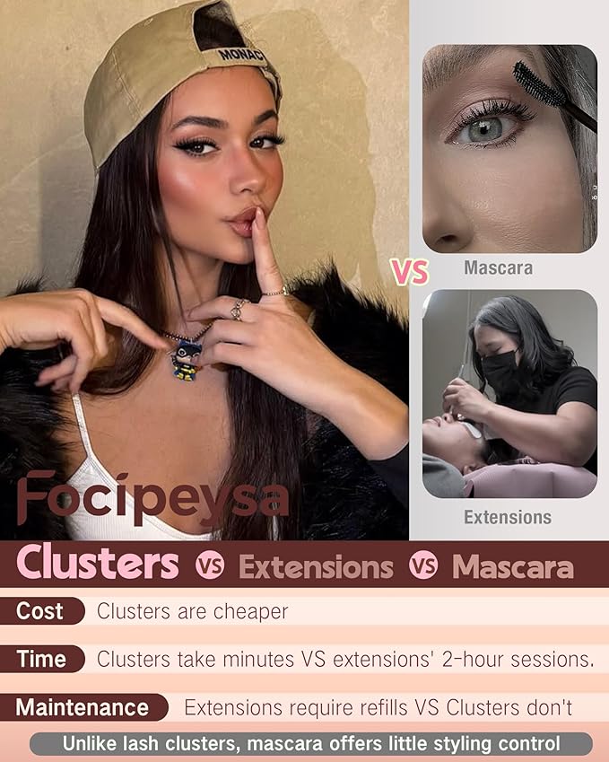 Fluffy Lash Clusters Wispy Eyelash Clusters Natural Lash Clusters Volume DIY Eyelash Extensions 12-18mm Individual Lashes Clusters for Dramatic Look Soft Thin Lash Band by Focipeysa Lashes