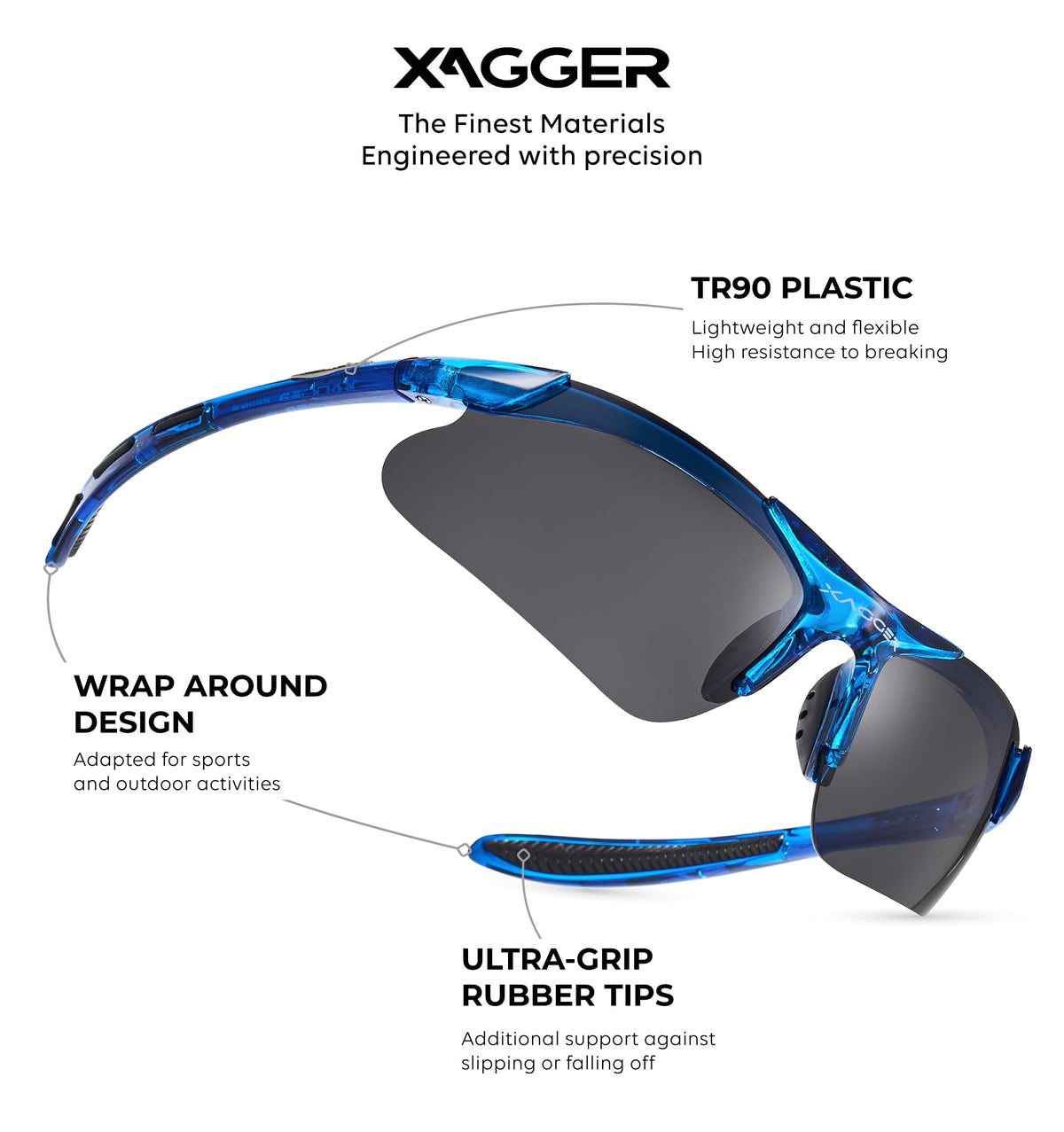 Xagger Kids Youth Polarized Sports Sunglasses for Boys Girls Baseball Softball Glasses TR90 Frame