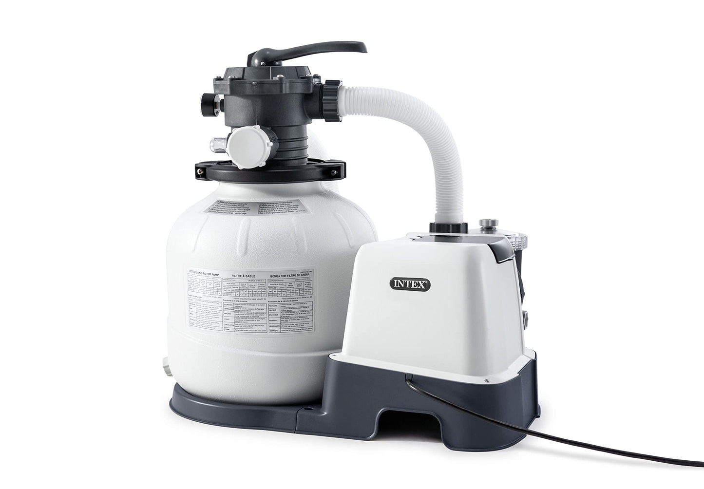 INTEX 2,100 GPH Krystal Clear Sand Filter Pump and Saltwater Pool Chlorine System for Above Ground Pools, Pool Cleaner System with Automatic Timer